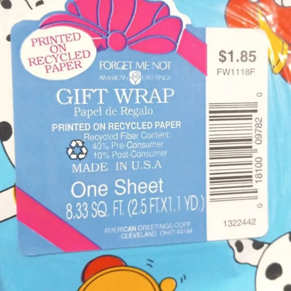 Vintage American Greetings Fireman Dalmatian Gift Wrap Sheets-FW1118F-NEW